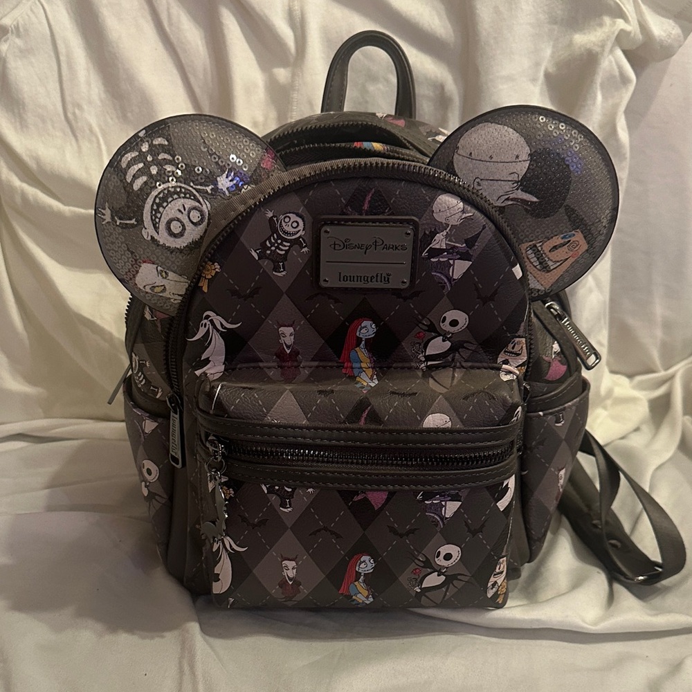 Loungefly The Nightmare Before Christmas Black Quilted Mini Backpack